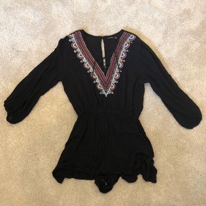 Embroidered summer flowy romper